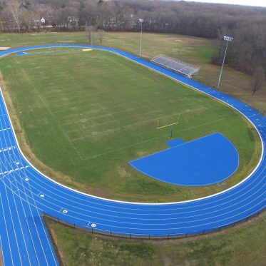 Aerial View Of Blue Running Track