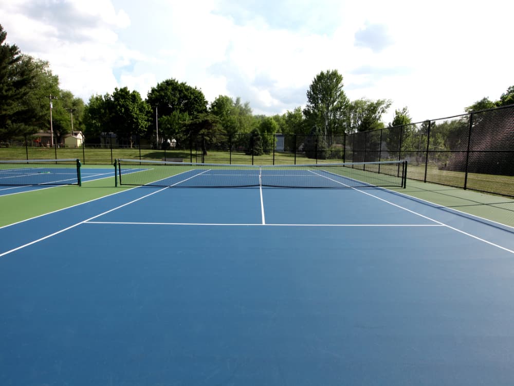 A blue tennis court