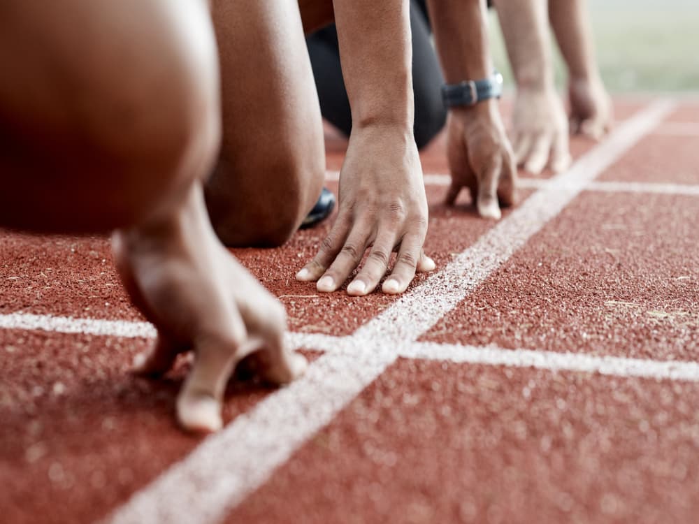 Runners ready to start a race