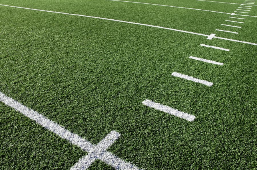 Football field with artificial turf