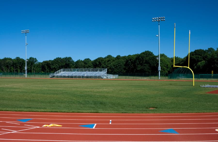 High school track surrounding football field