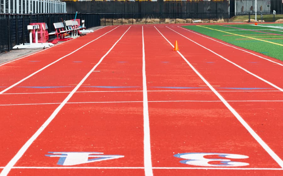 Newly installed red surface for running track