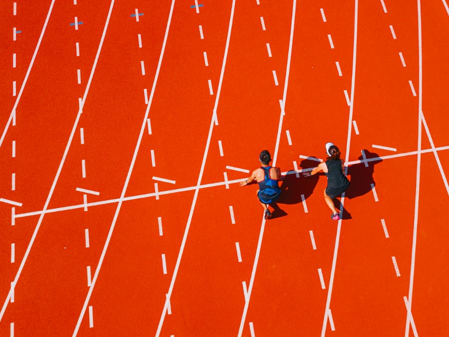 Runners await the start of a race